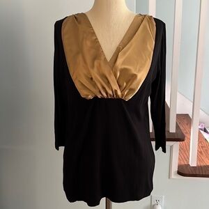 Dolcetti Black and Gold Dressy Blouse Top Size Medium NWT